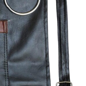 Black Leather Barber Apron Adjustable with Pockets