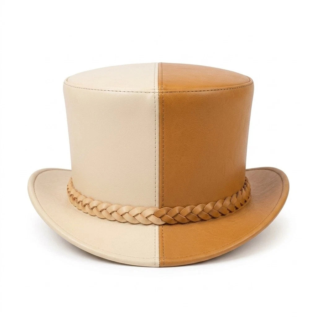 NEWHYPEINTERNATIONAL Two Tone Western Cowboy Top Hat Braided Band Gold Studs