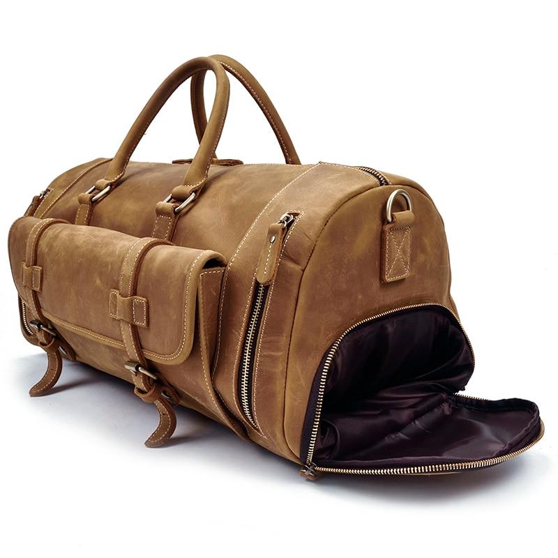 The Weekender  Handmade Leather Duffle Bag brown and dark brown
