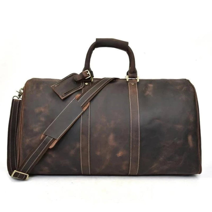 The Weekender  Handcrafted Leather Duffle Bag brown and drak brown