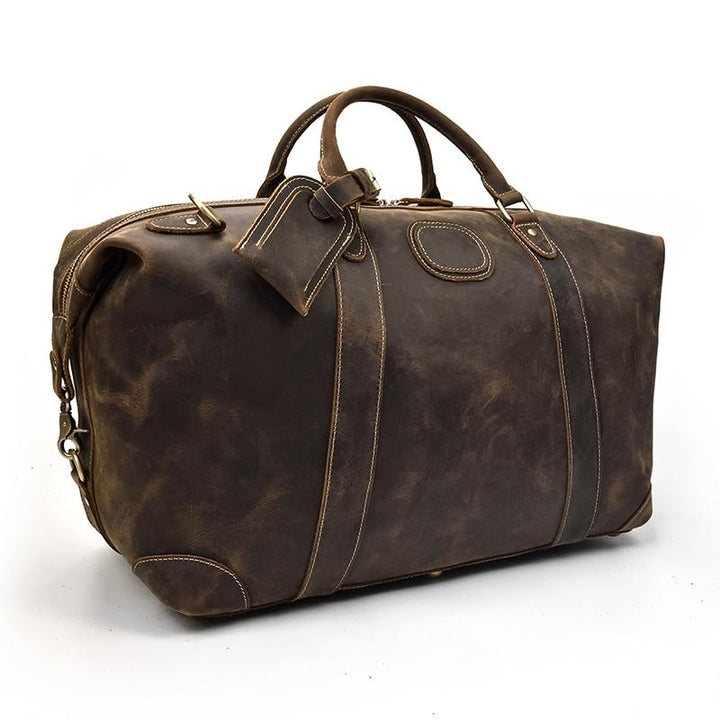 Genuine Leather Vintage Travel Bag – Durable Weekend Duffel