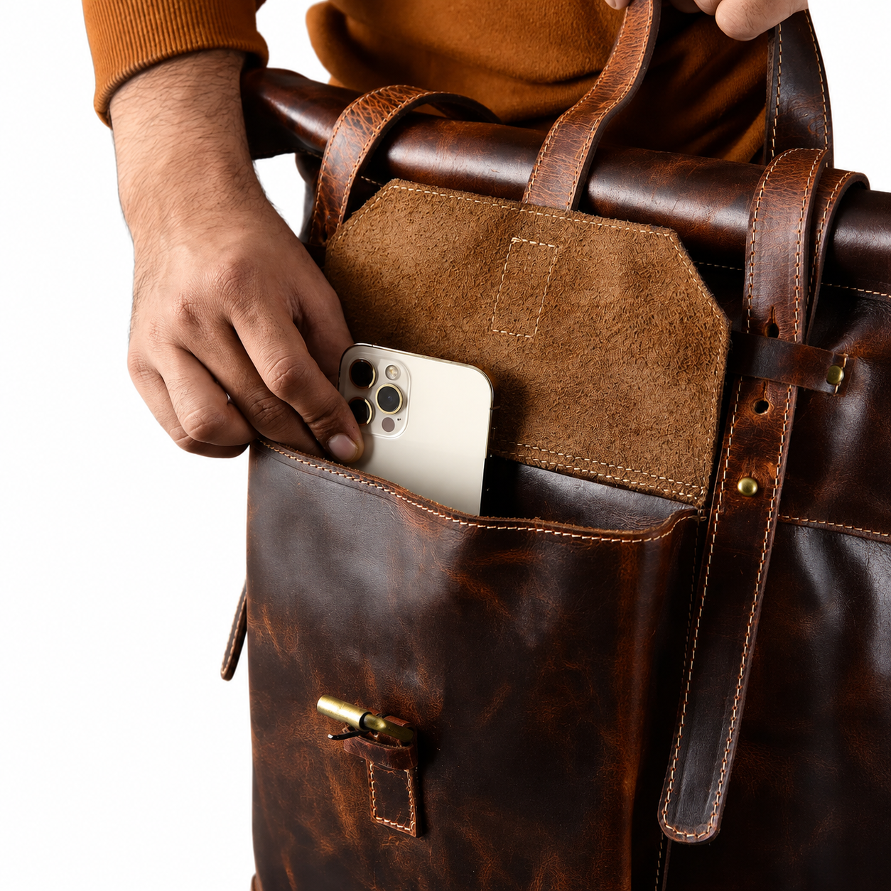 Brown Saddleback Backpack- Roll Top (Copy)
