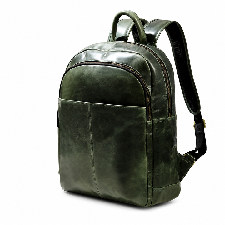Luxury Italian Leather Backpack, Green
