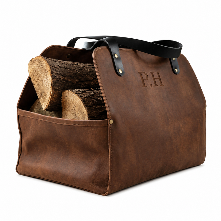 erfect Personalised Gift: Handcrafted Leather Log Tote