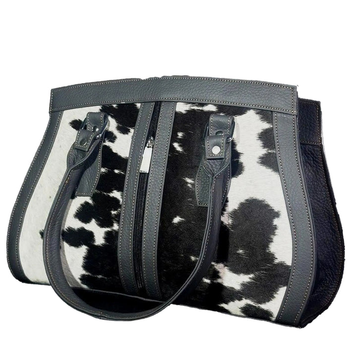 Cowhide Leather Tote Bag Western Style Hair-on Handbag9
