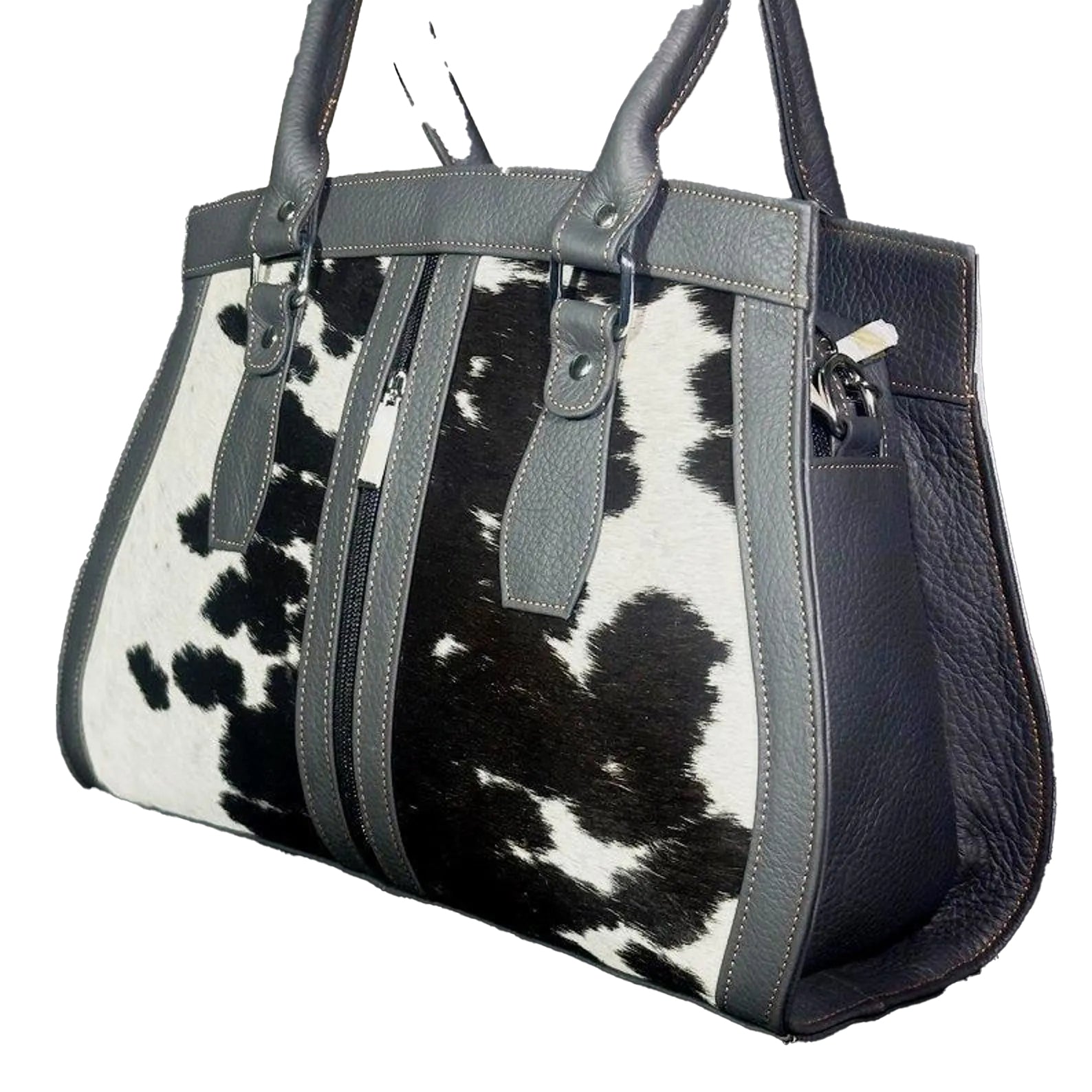 Cowhide Leather Tote Bag Western Style Hair-on Handbag9