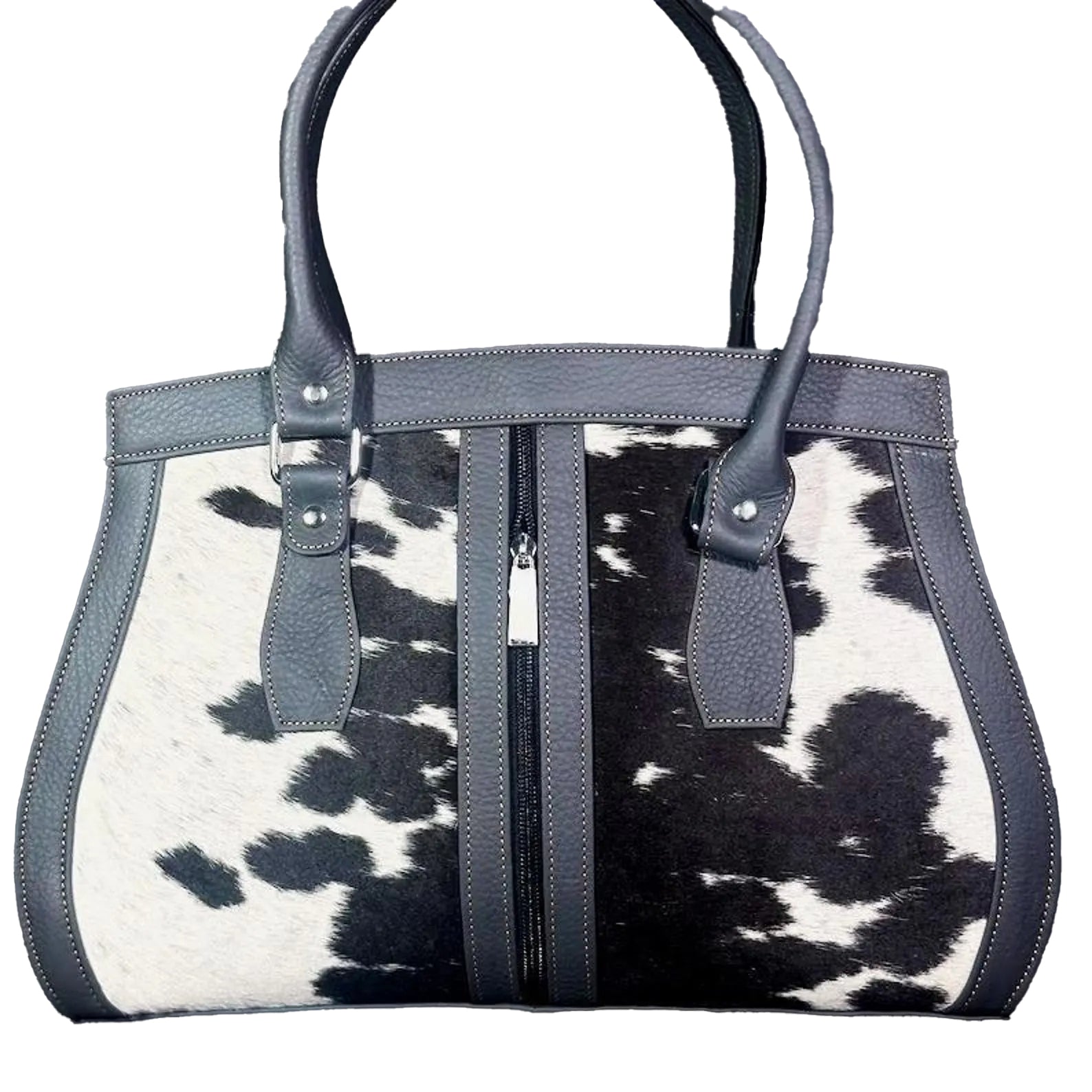 Cowhide Leather Tote Bag Western Style Hair-on Handbag9
