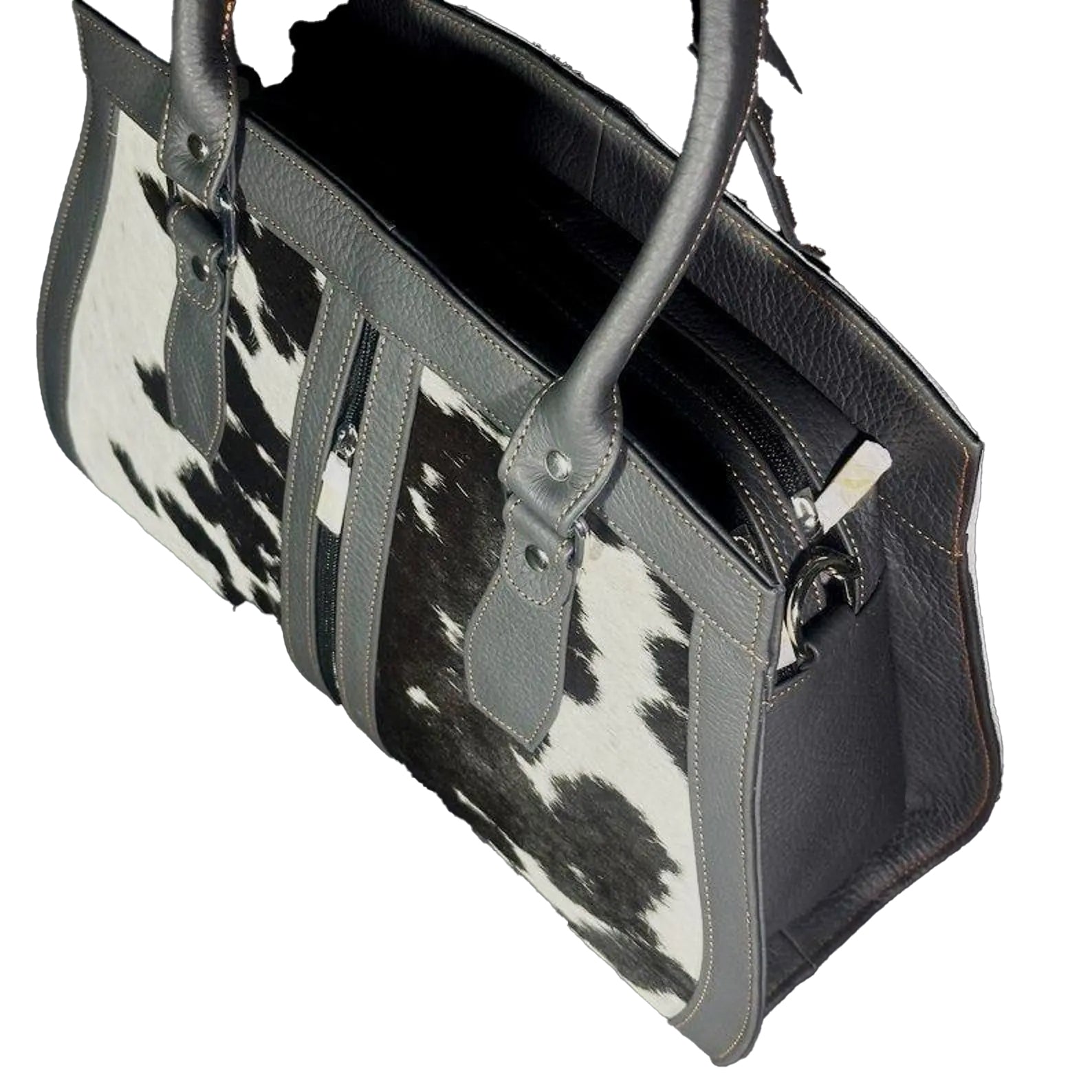 Cowhide Leather Tote Bag Western Style Hair-on Handbag9