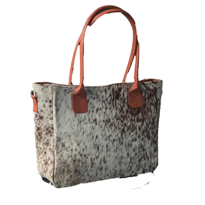 Cowhide Leather Tote Bag Western Style Hair-on Handbag