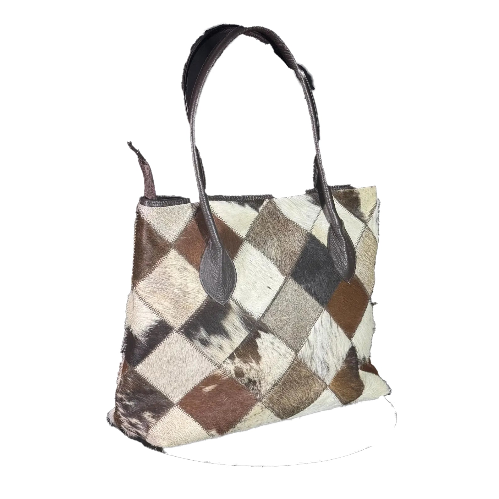Cow Hairon Leather Tote Bag Western Patchwork Bohemian Handbag3