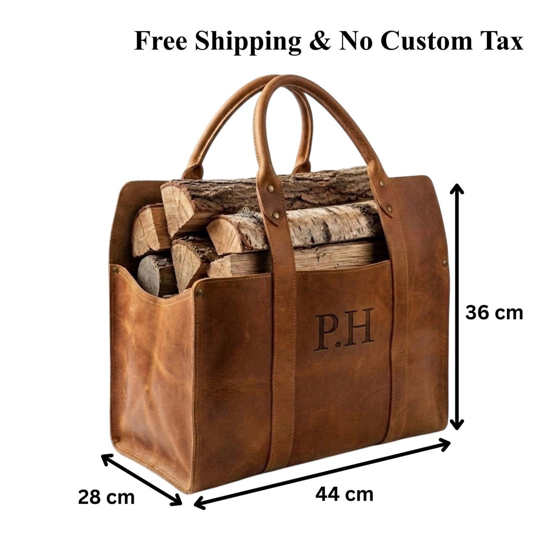 Handcrafted Leather Firewood Carrier, Rustic Log Tote for Fireplace, Vintage Wood Holder, Cabin Decor, Firewood Storage Bag, Gift for Him
