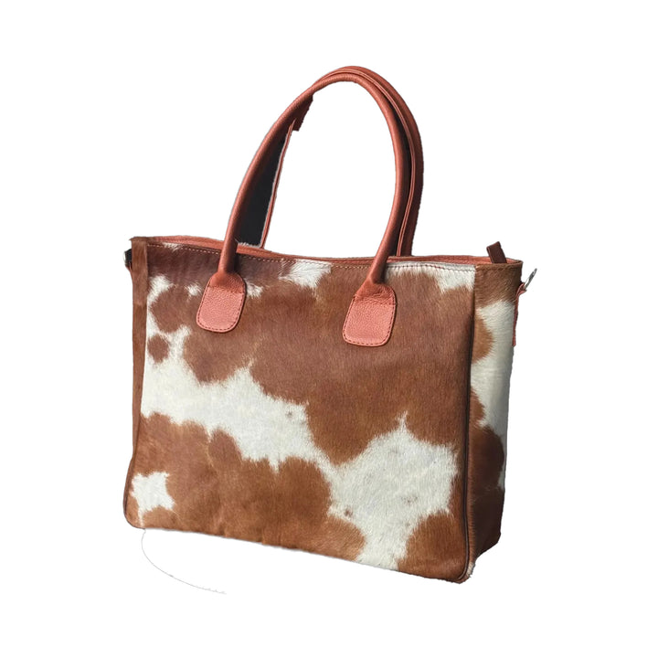 Cowhide Leather Tote Bag Western Style Hair-on Handbag6