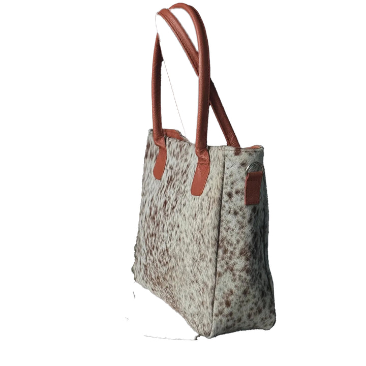 Cowhide Leather Tote Bag Western Style Hair-on Handbag