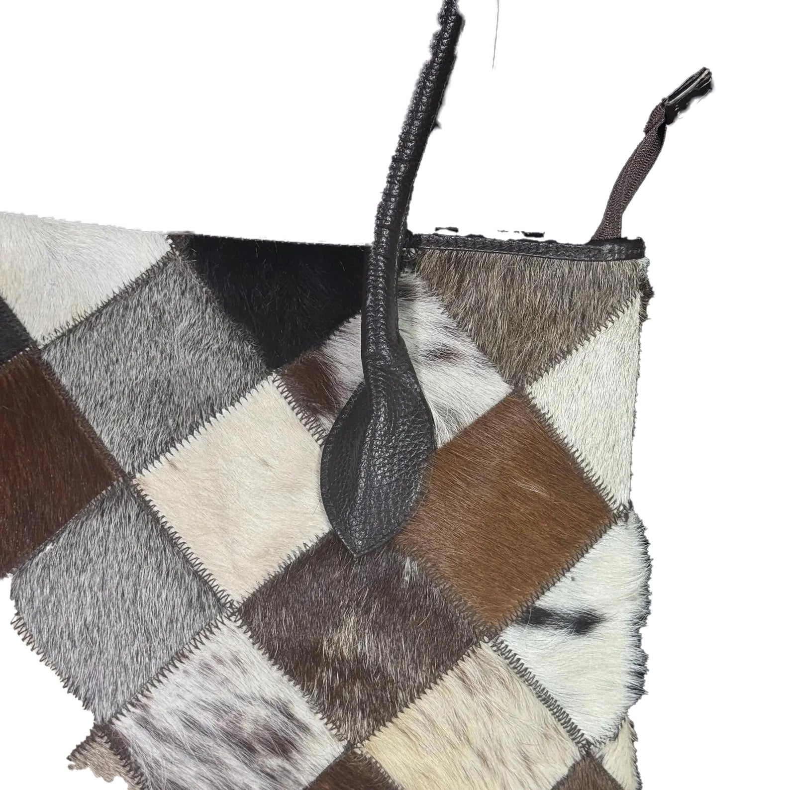 Cow Hairon Leather Tote Bag Western Patchwork Bohemian Handbag3