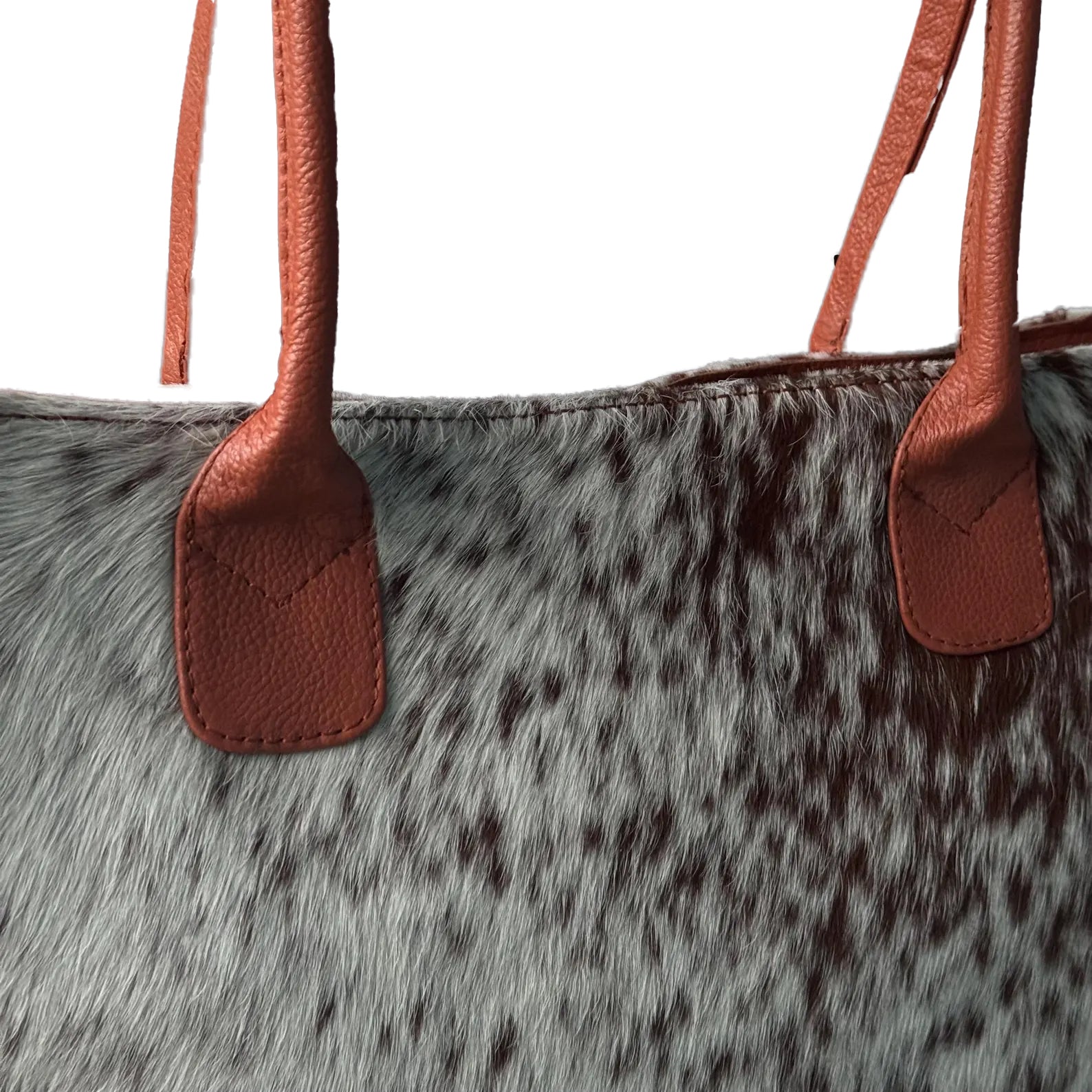 Cowhide Leather Tote Bag Western Style Hair-on Handbag