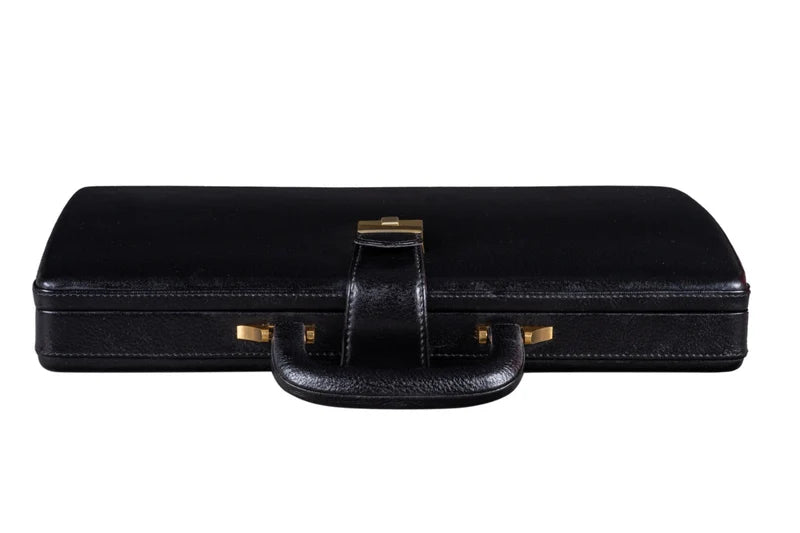 Leather Executive Men's Leather Attache Briefcase  Black
