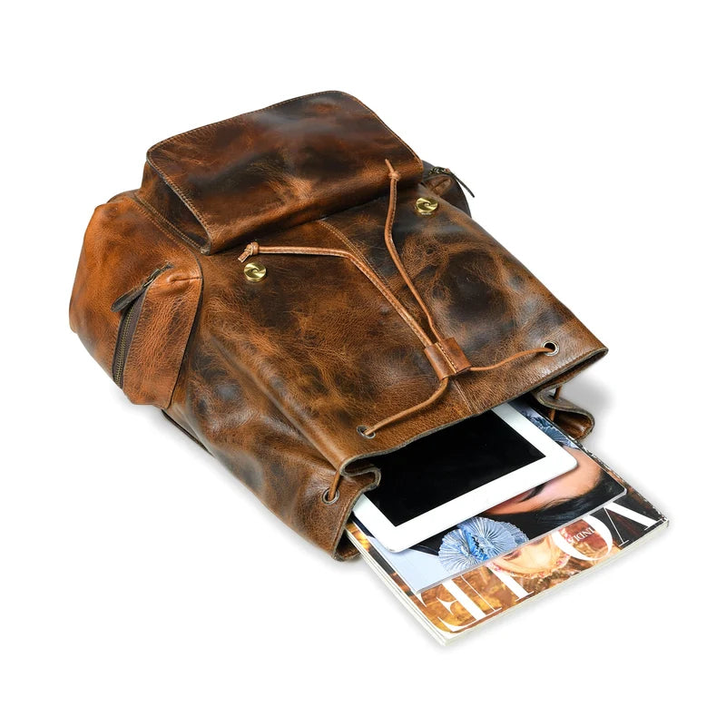 Vortex Leather Backpack Burnt Brown