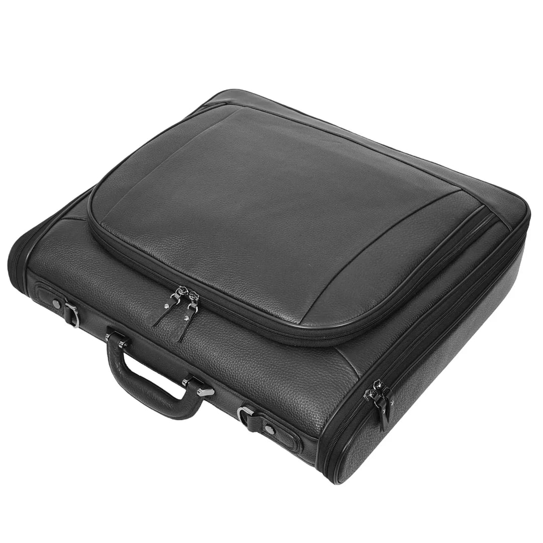 Real Leather Large Size Travel Garment Suit Carrier Bag Narok Black