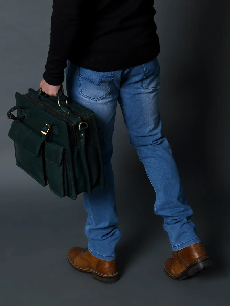 Tuscany Italian Leather Briefcase, Black