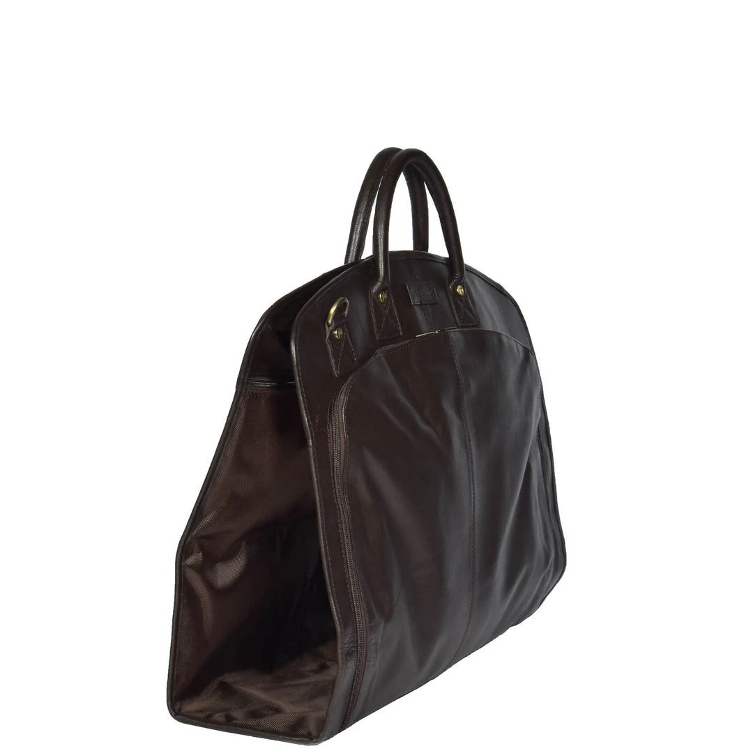 Real Leather Suit  Dress Carrier HOL933 Brown