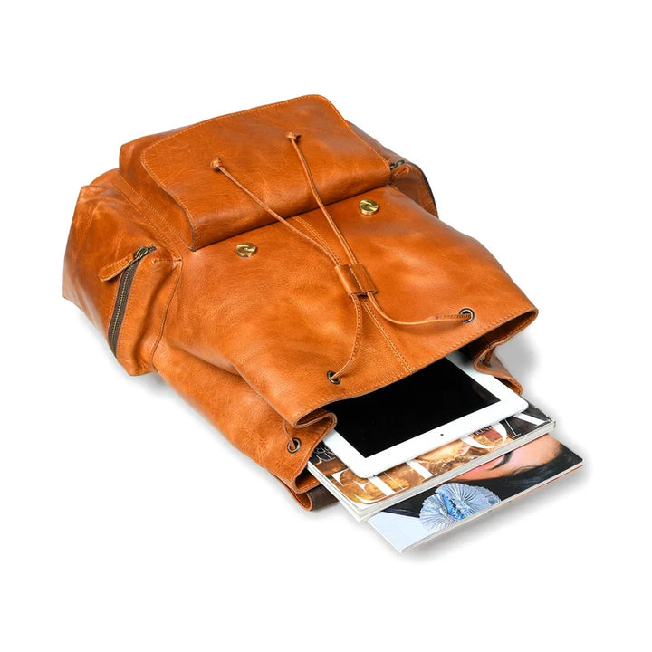 Vortex Leather Backpack Tan Brown
