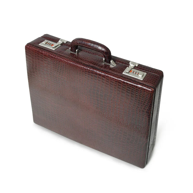 Executive Croco Leather BriefcaseSuitcase- Brown