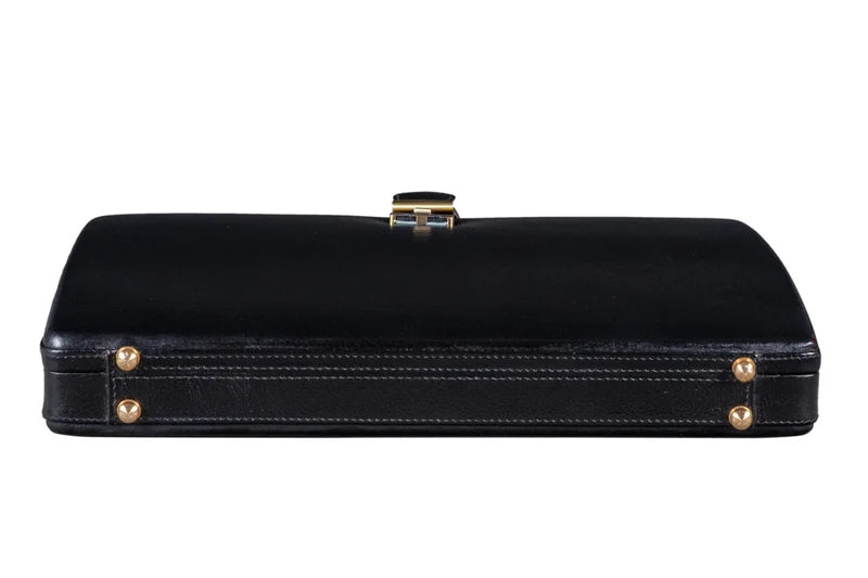 Leather Executive Men's Leather Attache Briefcase  Black