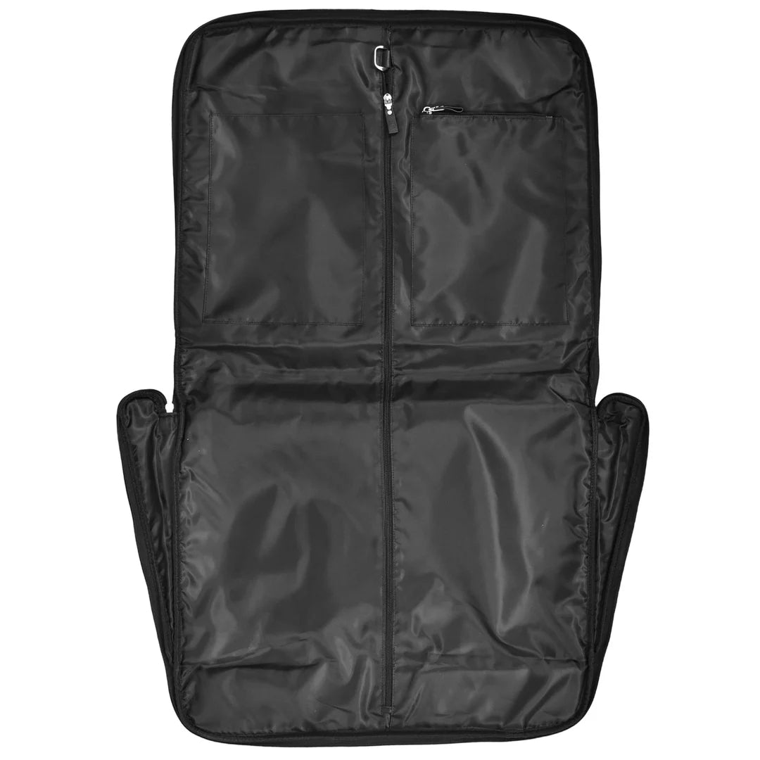 Genuine Leather Slim Suit Carrier Dress Garment Travel Bag Lared Black