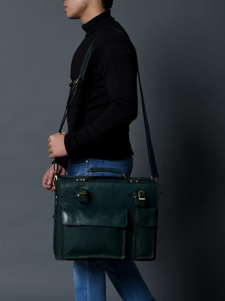 Tuscany Italian Leather Briefcase, Black