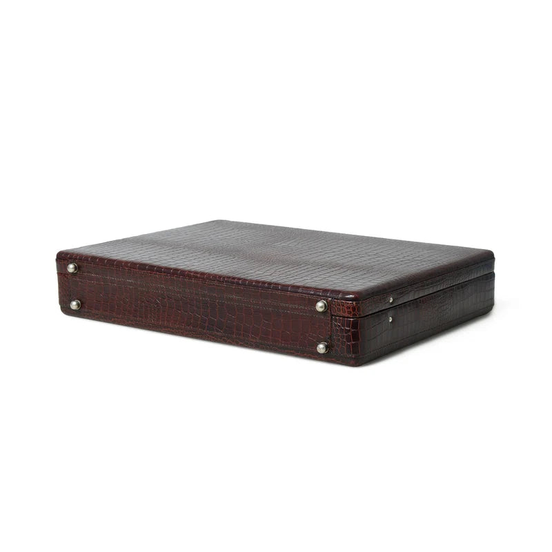 Executive Croco Leather BriefcaseSuitcase- Brown