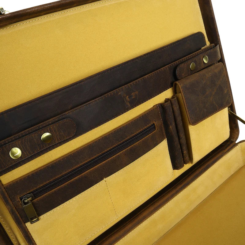 Hunter Leather Office Travel Suitcase