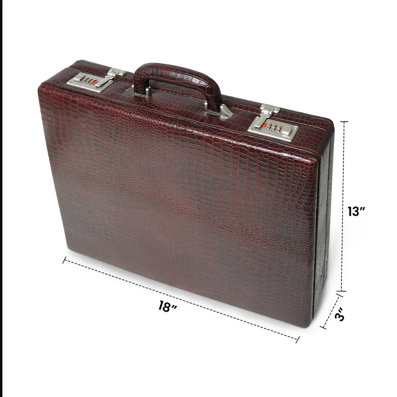 Executive Croco Leather BriefcaseSuitcase- Brown