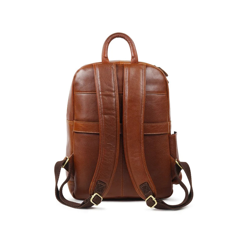 Brown Leather Backpack Back View
