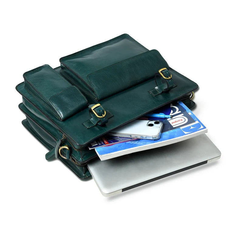 Tuscany Italian Leather Briefcase, Black