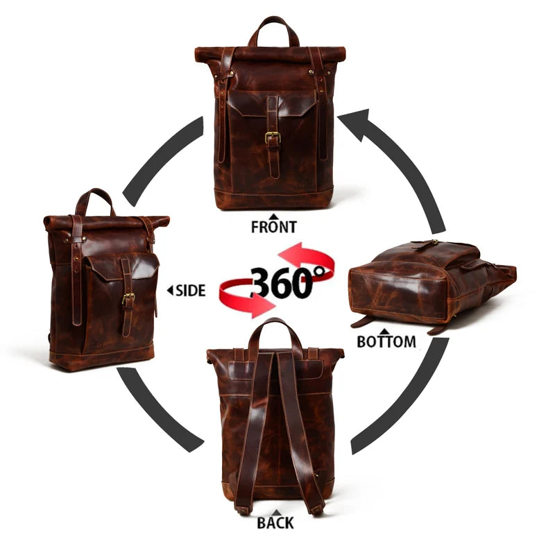 Brown Saddleback Backpack- Roll Top (Copy)