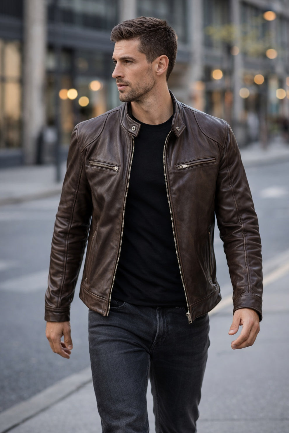 Vintage Cafe Racer Brown Men Retro Biker Stylish Jacket