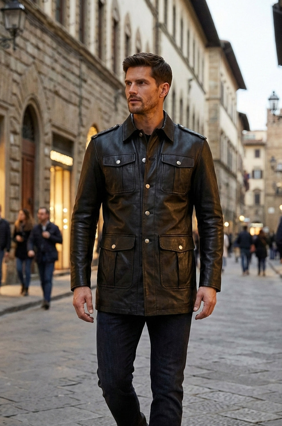 Cafe Racer German Panzer Brown Coat for Men's