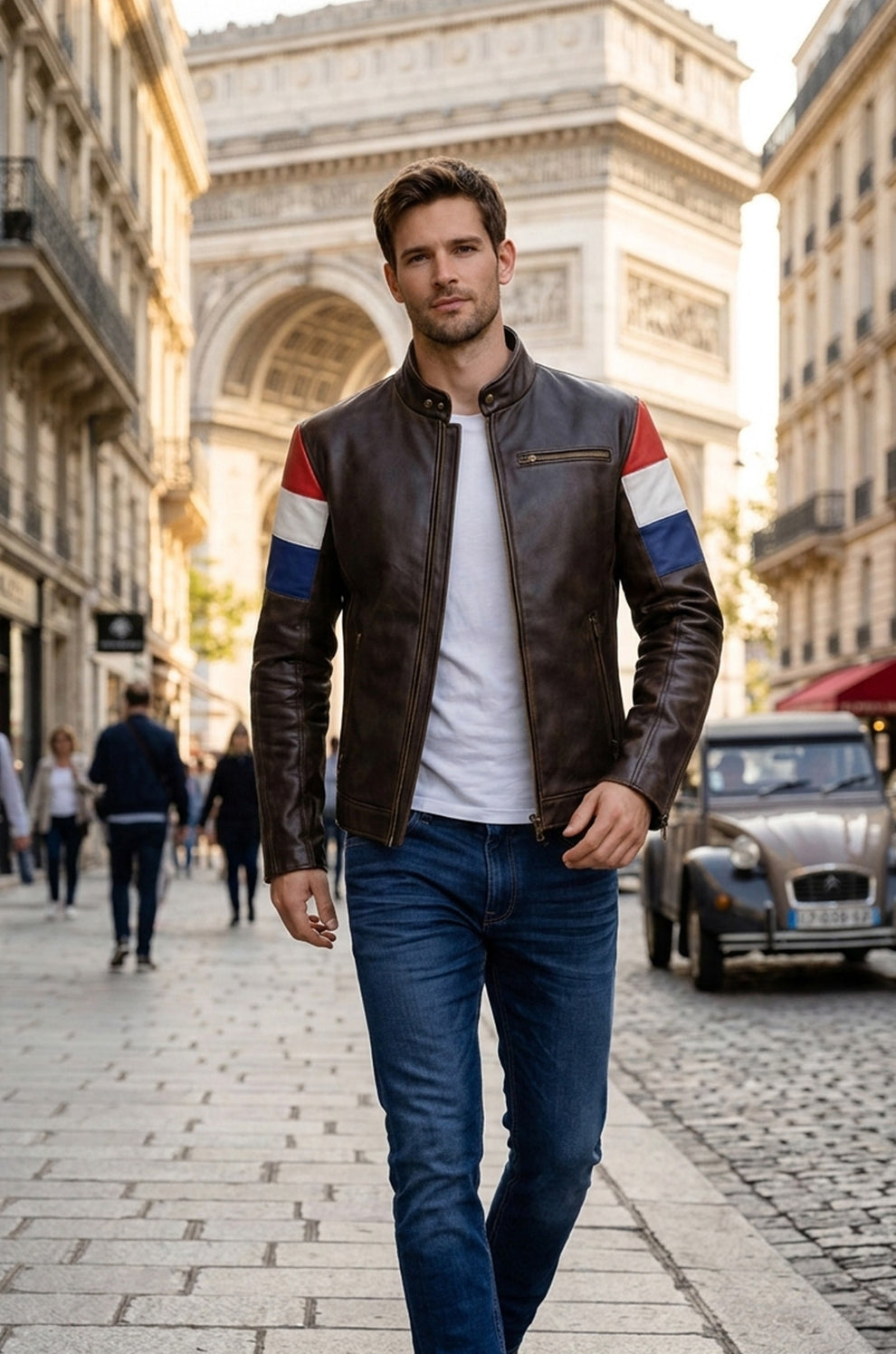 HoL Brand Dutch Netherlands Flag Brown Genuine Leather Jacket For Men's (Copy)