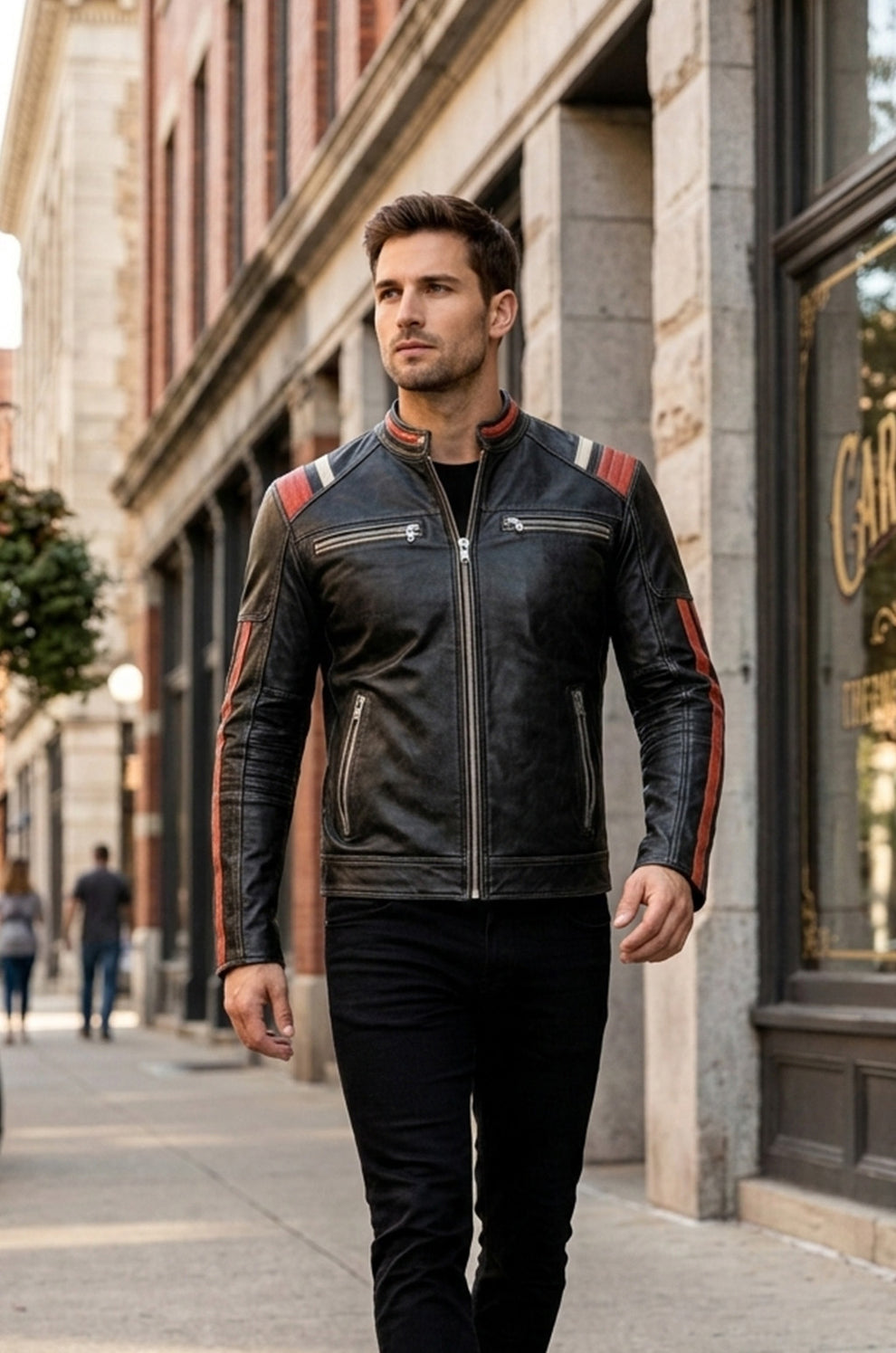 Cafe Racer Retro 3 Vintage Distressed Motorcycle Black Jacket