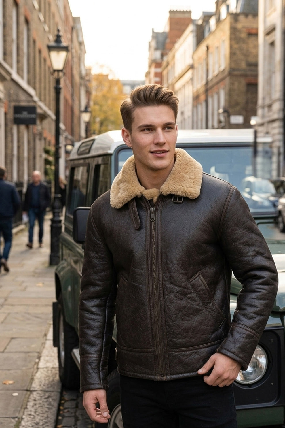 Aviator Jackets\B018 Aviator B3 Real Leather Shearling Sheepskin Flying Pilot Warm Winter World War Jacket