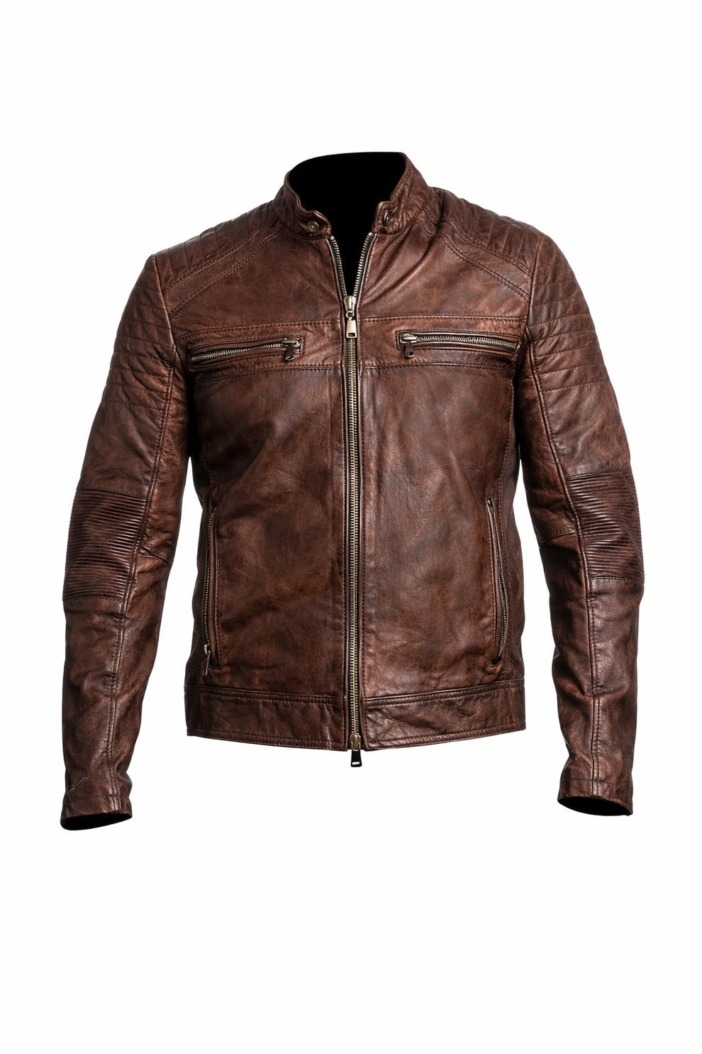 Cafe Racer Men's Vintage Style Retro Brown Distressed Jacket