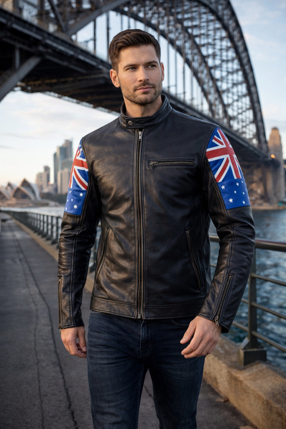 New Australian Flag New Men's Cafe Racer Jacket