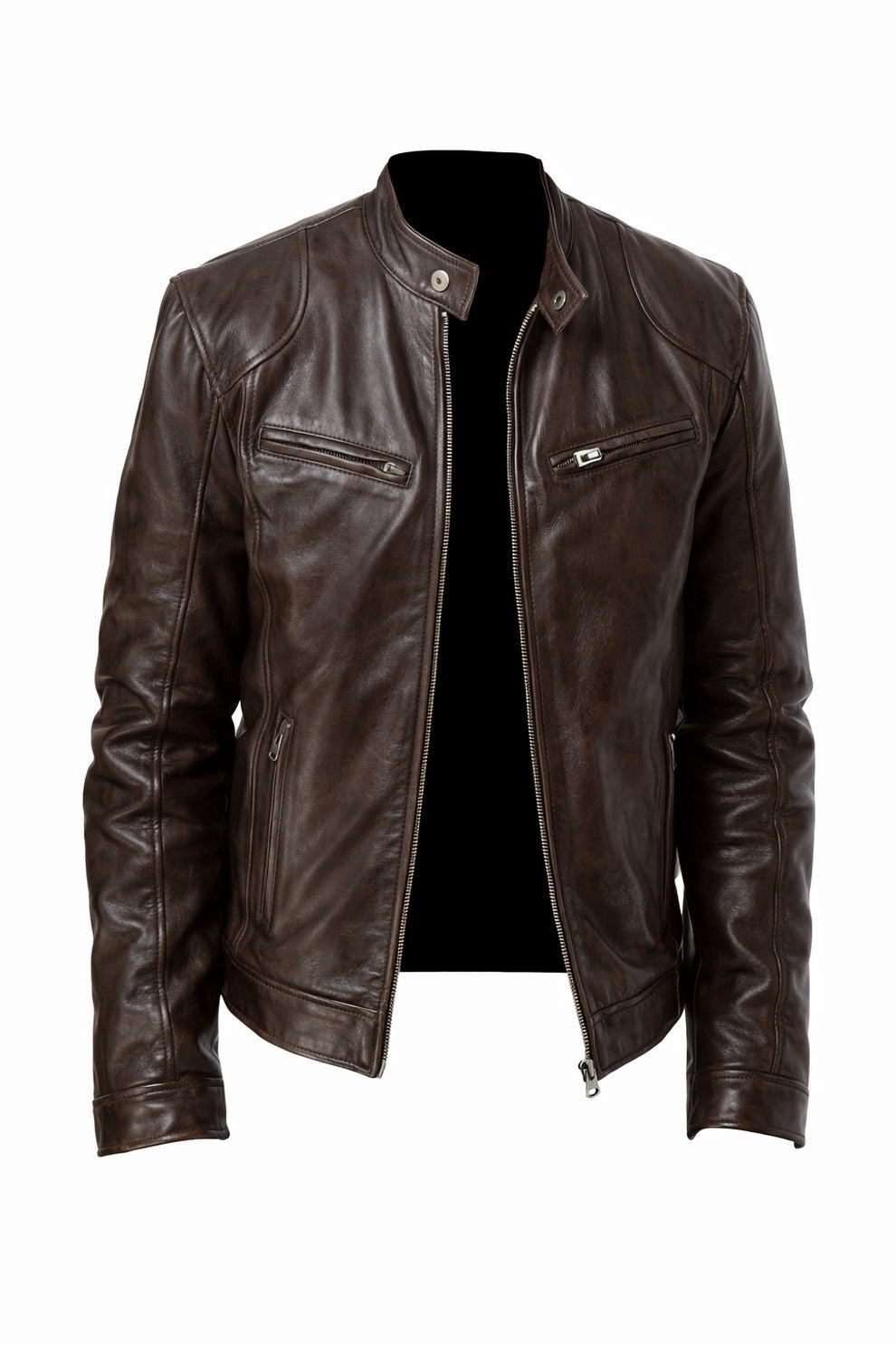 Vintage Cafe Racer Brown Men Retro Biker Stylish Jacket