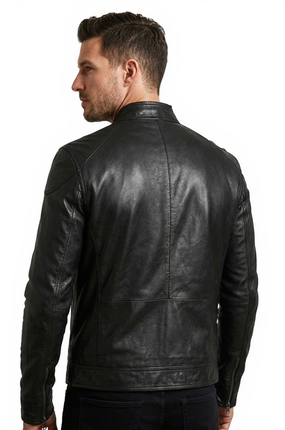 Men's Motorcycle Wear Retro Moto Cafe Racer Hunt Black Jacket