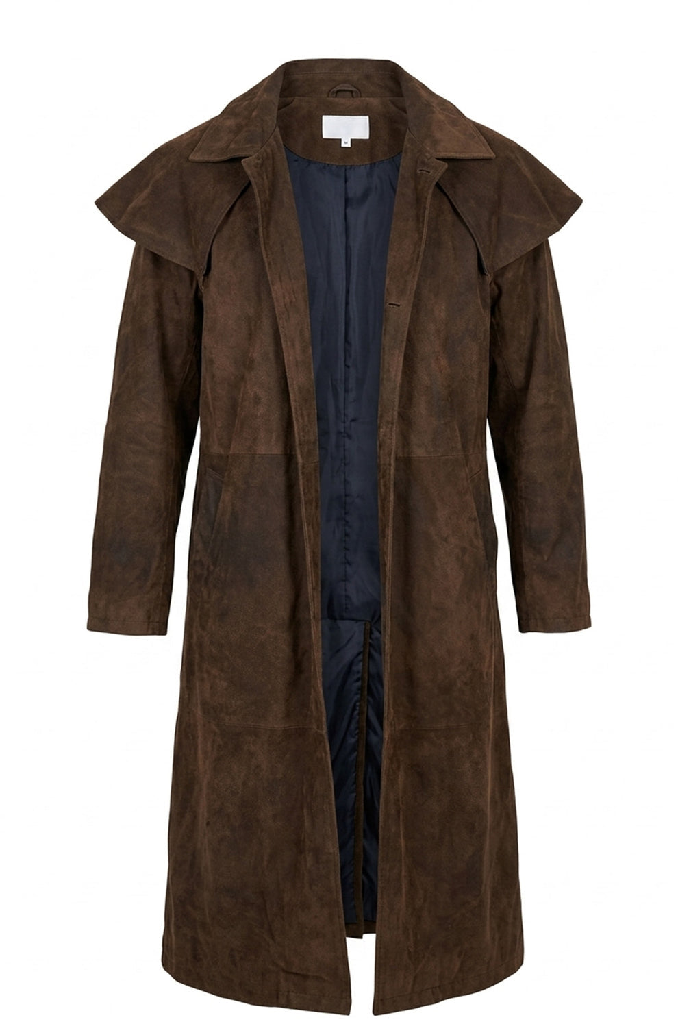 C014 A7 Vegas Ten Brown Genuine Suede Leather Real Jacket Trench Coat For Men Classic