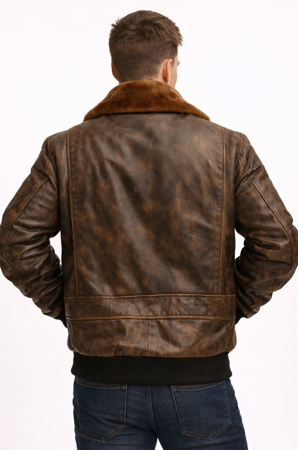 Aviator A-2 Real Bomber Flight Jacket Distressed Brown Men's Leather Jacket