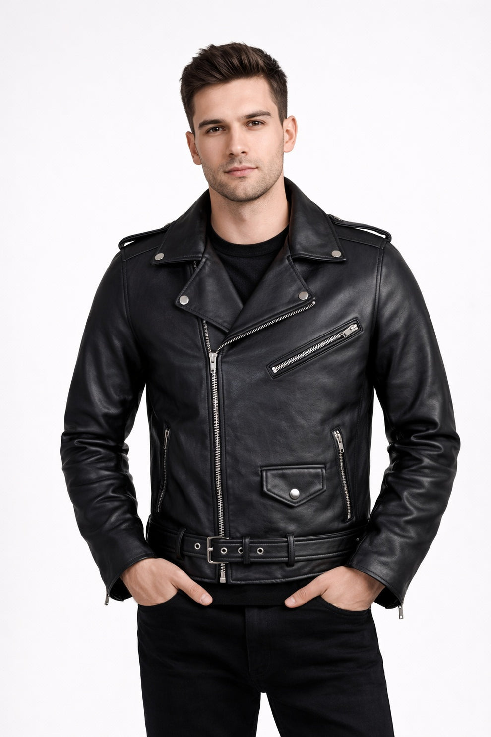 Black Brando Real Leather Jacket