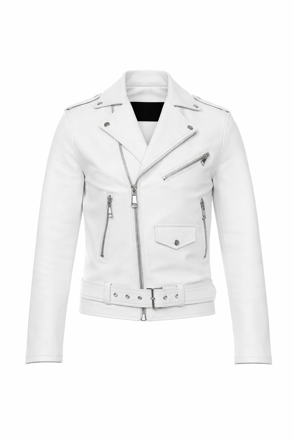 New Mens Real Classic Leather Cross Zipper Jacket