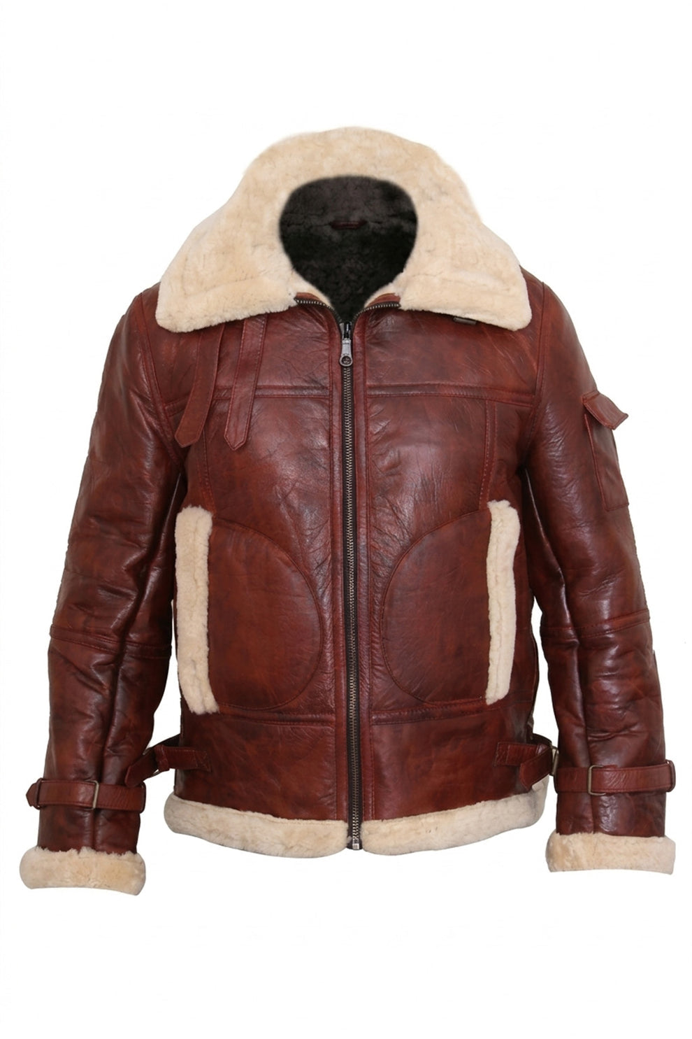 Aviator Jackets\B019 RAF Men's B3 Aviator Real Leather Fur Shearling Winter Brown Jacket