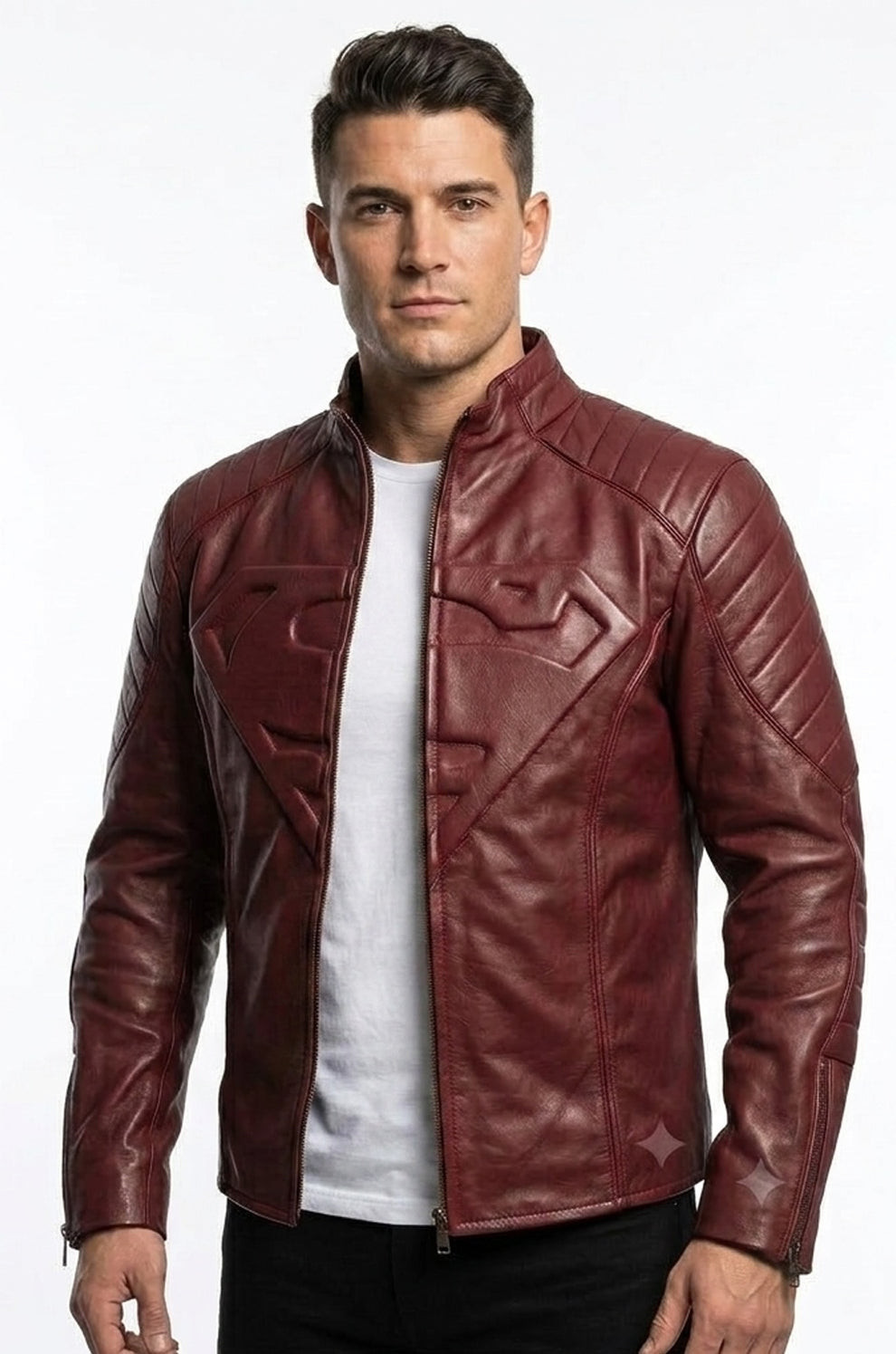 Men's Movies Jackets\MMJ18 Superman Smallville Tom Welling Style Emblem Faux Leather Jacket